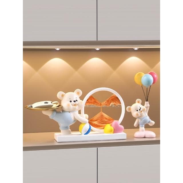 可爱熊流沙画摆件高级感客厅轻奢玄关酒柜装饰品乔迁之喜礼物实用