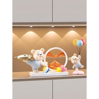 可爱熊流沙画摆件高级感客厅轻奢玄关酒柜装饰品乔迁之喜礼物实用