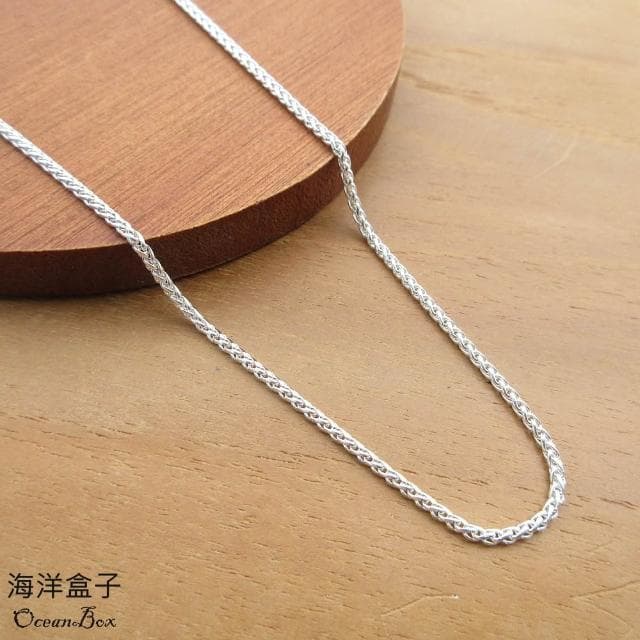 【海洋盒子】1.5mm寬45cm&50cm。亮面麻繩編織鍊925純銀項鍊.單鍊.單戴鍊