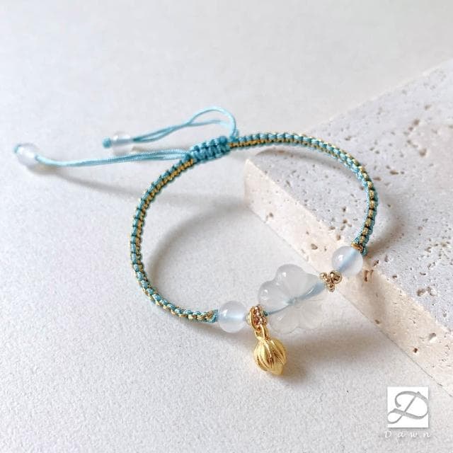 【Dawn Fashion 彤恩時尚】小福氣來了 編繩款水晶手鍊// 白瑪瑙 草莓晶 和田玉/生日禮物/畢業禮物
