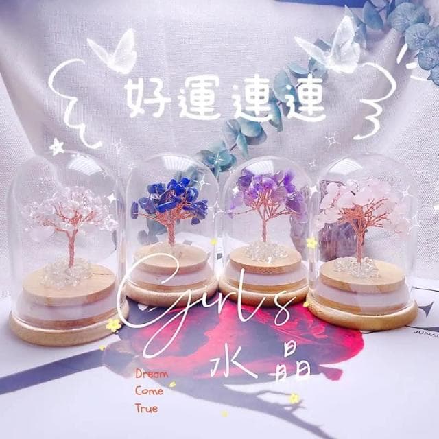【開運堂】迷你水晶樹擺件許願樹許願瓶純手工編織微景觀水晶碎石能量石東菱玉紫晶黃水晶粉晶白水晶藝品閨蜜生日禮物聖誕禮物
