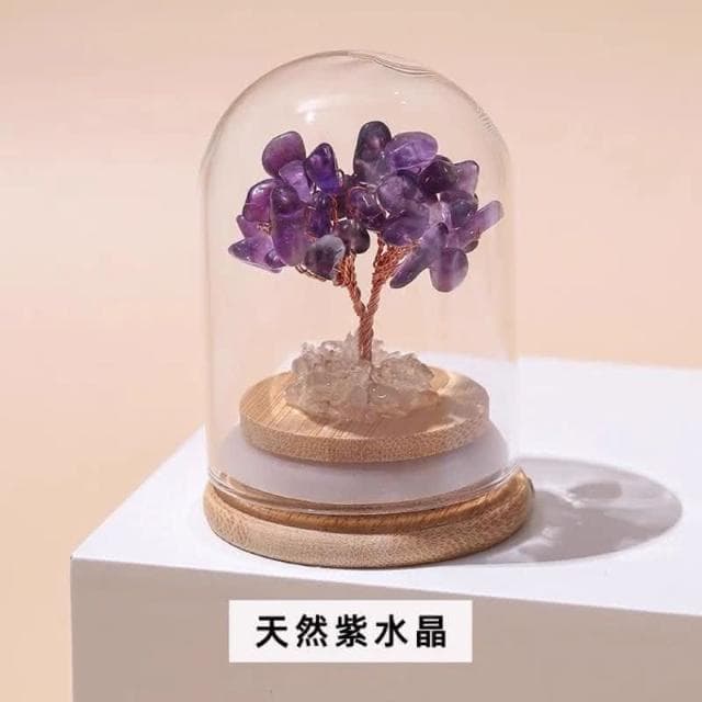 【開運堂】迷你水晶樹擺件許願樹許願瓶純手工編織微景觀水晶碎石能量石東菱玉紫晶黃水晶粉晶白水晶藝品閨蜜生日禮物聖誕禮物