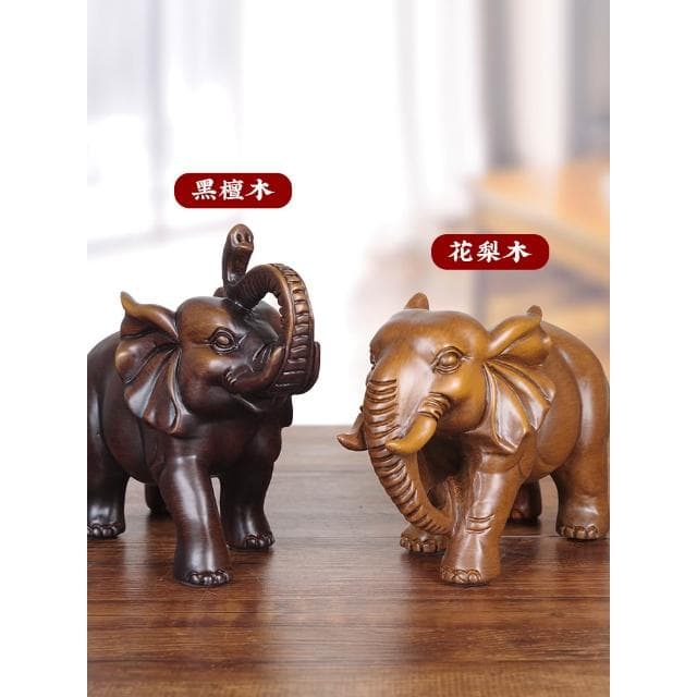 木质招财大象摆件一对客厅入户玄关酒柜装饰品搬新家高档乔迁礼物