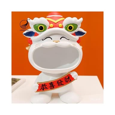 限時特惠 舞獅招財貓擺件傢居客廳茶幾桌麵收納裝飾品開業喬遷開店鋪賀禮物 招財貓 開店送禮 開業禮品 開運風水擺飾 I5