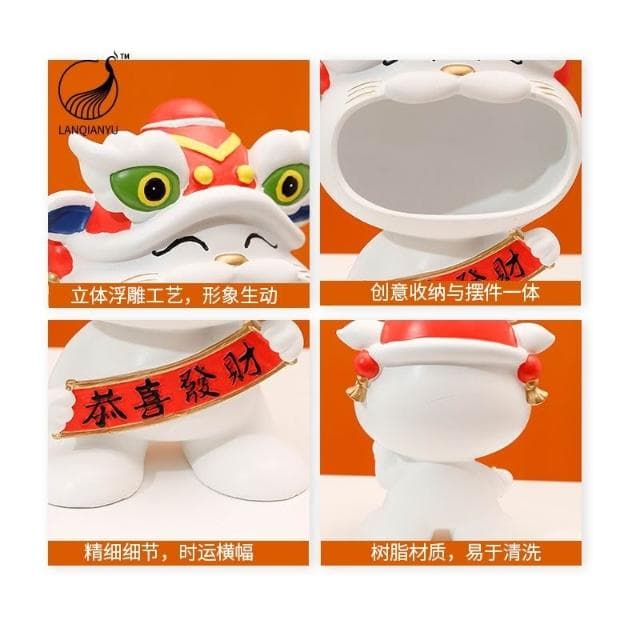 限時特惠 舞獅招財貓擺件傢居客廳茶幾桌麵收納裝飾品開業喬遷開店鋪賀禮物 招財貓 開店送禮 開業禮品 開運風水擺飾 I5