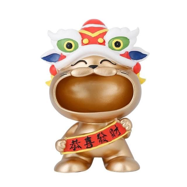 限時特惠 舞獅招財貓擺件傢居客廳茶幾桌麵收納裝飾品開業喬遷開店鋪賀禮物 招財貓 開店送禮 開業禮品 開運風水擺飾 I5