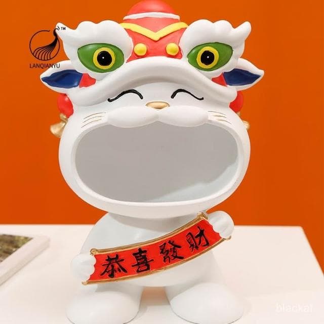 限時特惠 舞獅招財貓擺件傢居客廳茶幾桌麵收納裝飾品開業喬遷開店鋪賀禮物 招財貓 開店送禮 開業禮品 開運風水擺飾 I5