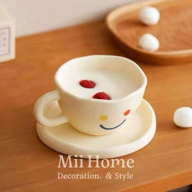 Mii厝邊  韓系微笑彩虹馬克杯 杯子 馬克杯 下午茶杯 造型杯 耐熱杯 水杯 茶杯情侶對杯設計杯交換禮物