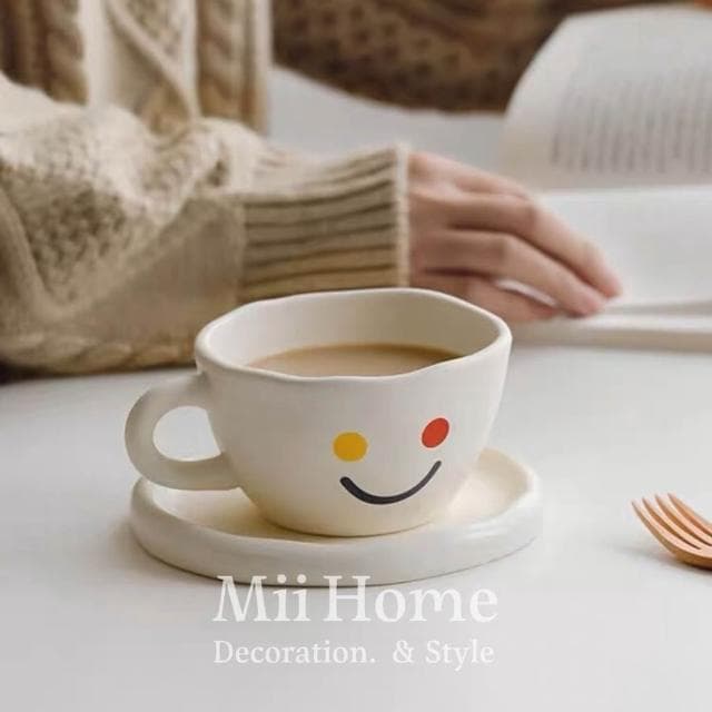 Mii厝邊  韓系微笑彩虹馬克杯 杯子 馬克杯 下午茶杯 造型杯 耐熱杯 水杯 茶杯情侶對杯設計杯交換禮物