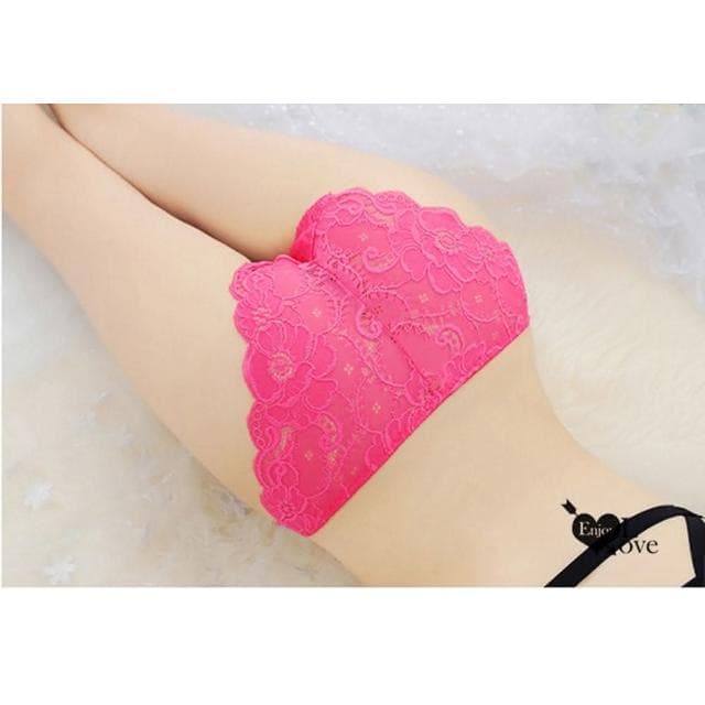 【Enjoy Love】交換禮物｜細帶斜邊花漾蕾絲三角褲｜性感三角褲 情趣內褲 女內褲