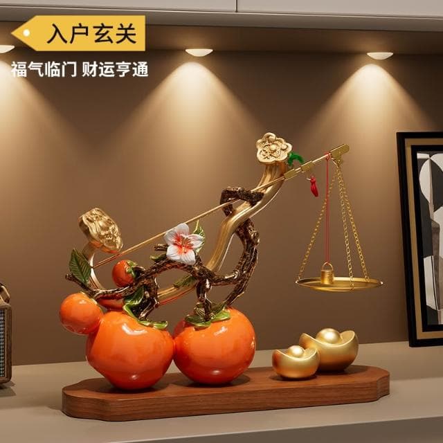 柿柿稱心如意柿子擺件客廳玄關電視櫃酒櫃裝飾品搬家喬遷新居禮物
