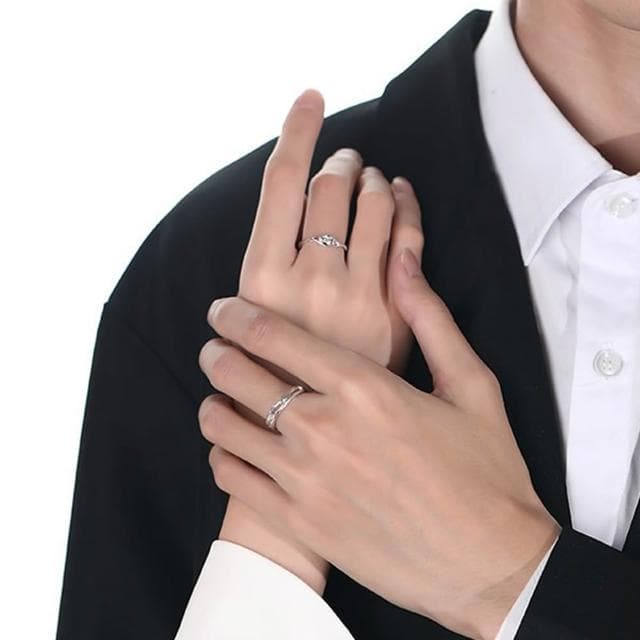 【LEEHER】情侶戒指/對戒/飾品男/桔梗花/禮物/可調節戒指/求婚戒指/情人節禮物/指環/交叉戒指/戒指/飾品/銀色戒指