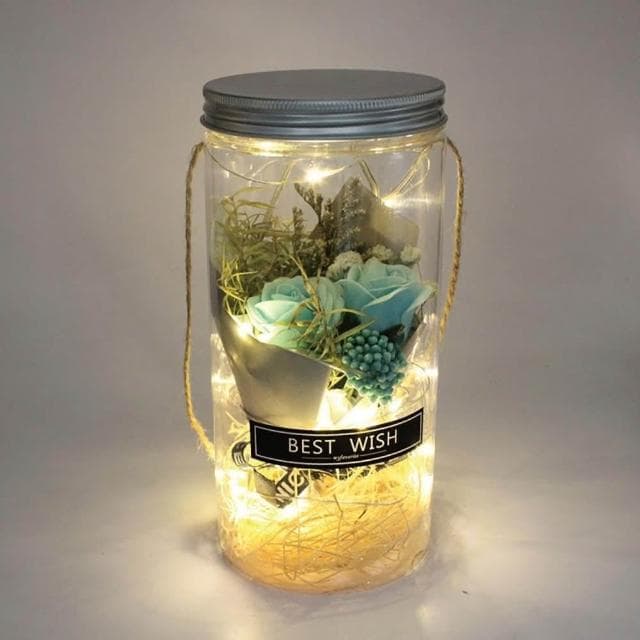 香皂花玫瑰許願瓶 手提氣氛裝飾瓶(情人節 聖誕禮物 畢業禮物 節日)