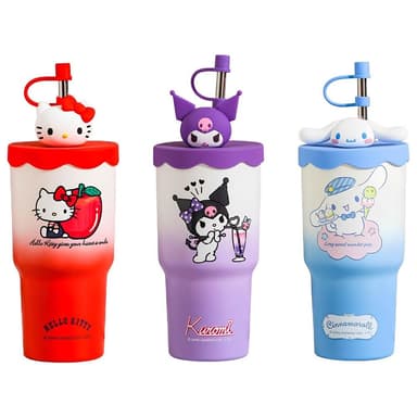 【SANRIO 三麗鷗】公仔吸管帶蓋冰壩杯 580ml (正版授權 庫洛米 大耳狗 Kitty 304不鏽鋼 保溫罐 保溫杯 水杯 飲料杯 保冰杯 冰壩杯 運動水壺 公仔 兒童水壺 隨身水壺 隨身杯 送禮 生日禮物 交換禮物 聖誕禮物)58#5