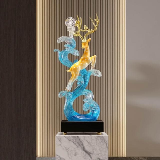 風生水起豎高級輕奢現代擺件鹿客廳玄關電視酒櫃餐邊開業喬遷禮物