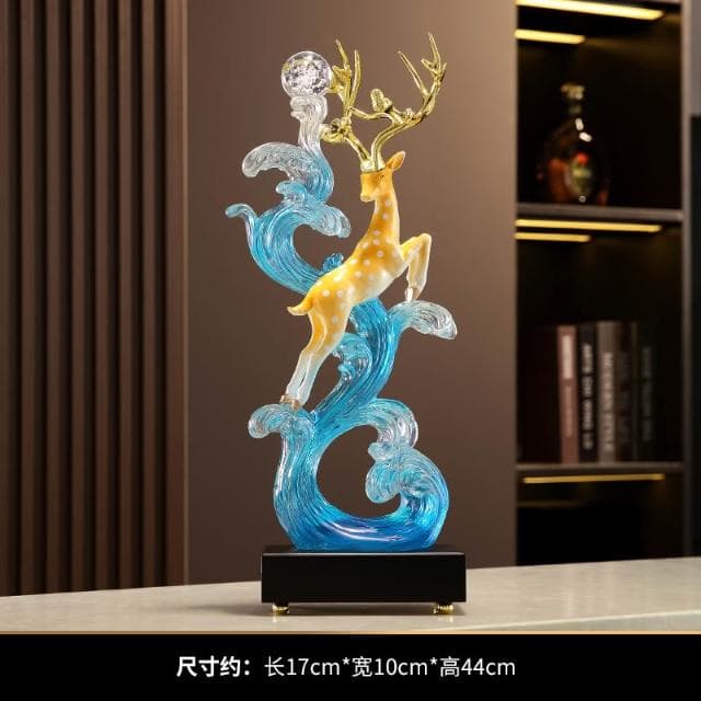 風生水起豎高級輕奢現代擺件鹿客廳玄關電視酒櫃餐邊開業喬遷禮物