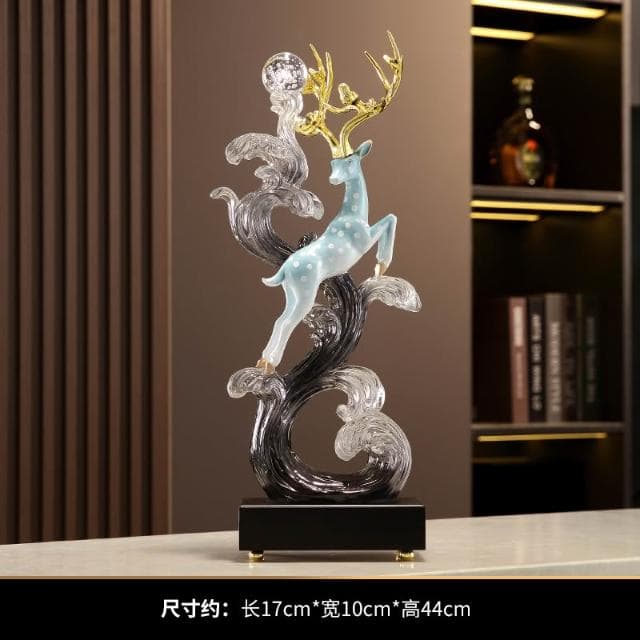 風生水起豎高級輕奢現代擺件鹿客廳玄關電視酒櫃餐邊開業喬遷禮物