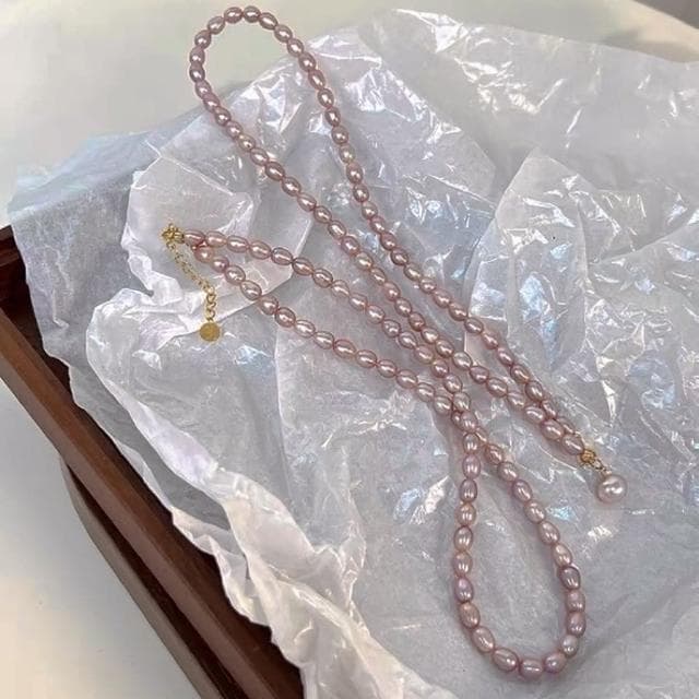 【Paiya 派亞】溫柔法式葡萄紫淡水米形珍珠項鍊輕奢小眾鎖骨鏈女薰衣草浪漫交換禮物/過年送禮