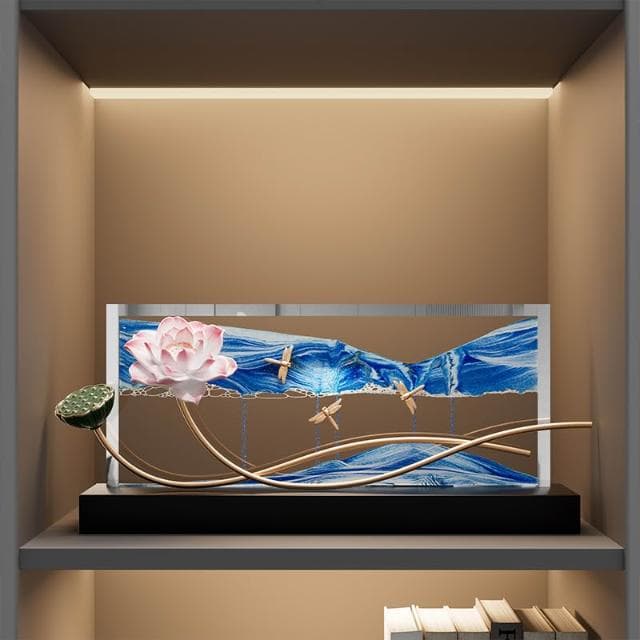 好運連連流沙畫擺件高級感小眾客廳玄關酒櫃裝飾品辦公室喬遷禮物
