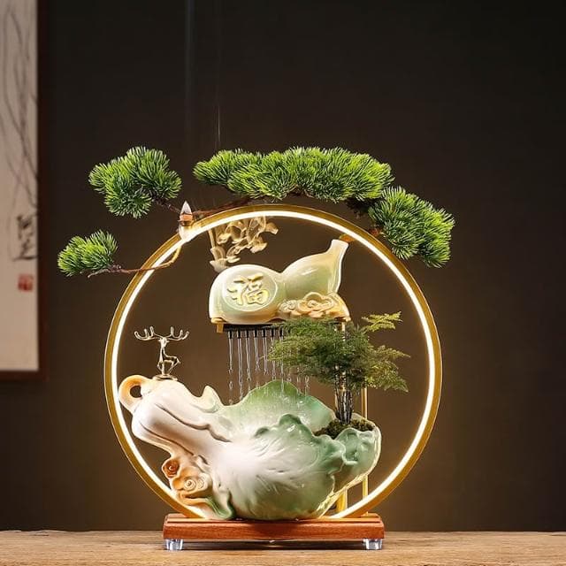 創意流水生財擺件迴圈水客廳裝飾品一鹿發財喬遷新居禮品開業禮物