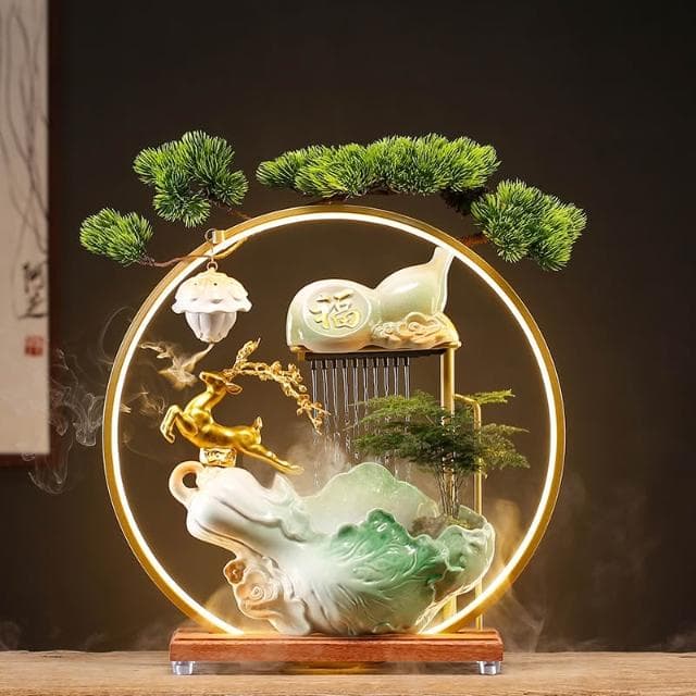 創意流水生財擺件迴圈水客廳裝飾品一鹿發財喬遷新居禮品開業禮物