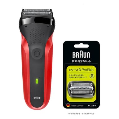 【BRAUN 百靈】( 300s-R ) 三鋒系列電鬍刀-紅 -原廠公司貨《特惠組★加碼送刀頭刀網組(32B)》