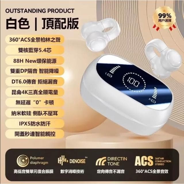 台灣出貨 耳夾式藍芽耳機 不入耳無線耳機 柏林之聲藍芽耳機 夾耳式耳機 運動藍芽耳機5.4 耳骨耳機降噪 雙耳ai智能夾式耳機