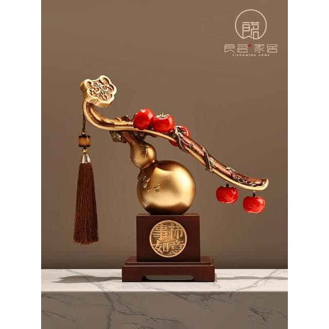 柿柿如意葫蘆擺件 家居飾品 客廳輕奢高檔辦公室裝飾品 喬遷新居禮物