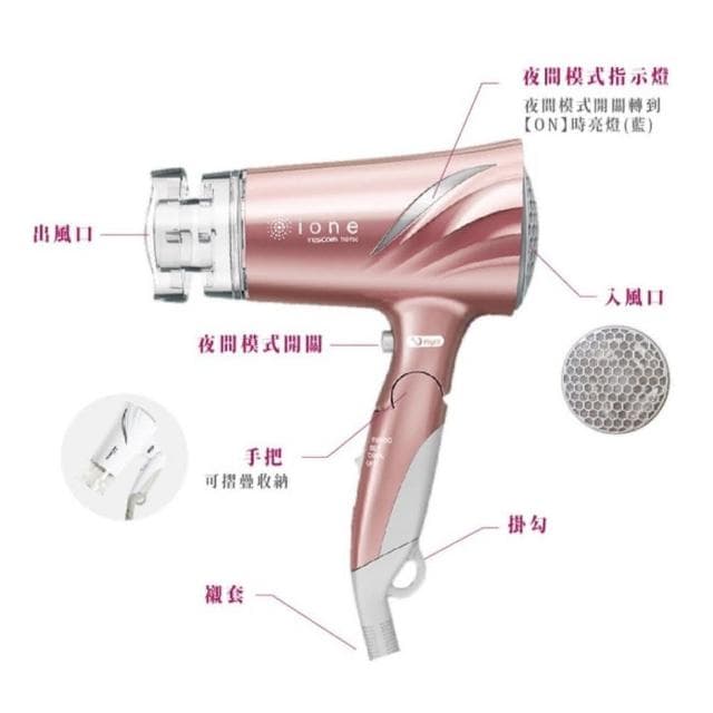 【TESCOM】遠紅外線大風量速乾負離子吹風機 TID730TW 珍珠白/玫瑰金 TID-730TWRG
