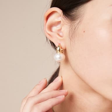 【Paiya 派亞】明星同款925純銀鍍18k金大珍珠耳環女復古簡約氣質高級感耳飾
