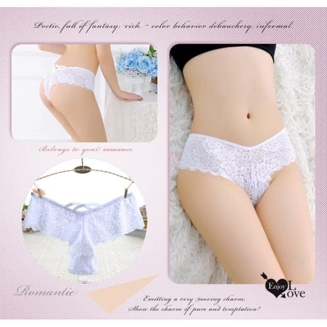【Enjoy Love】交換禮物｜寬版細緻綉花蕾絲丁字褲｜性感內褲 情趣內褲 女內褲