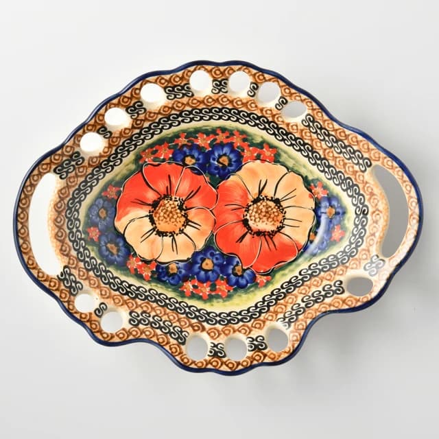 【波蘭陶】Cerraf古典花園系列水果籃大26x21cm波蘭手工製置物籃 入厝禮