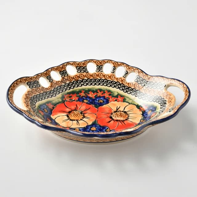 【波蘭陶】Cerraf古典花園系列水果籃大26x21cm波蘭手工製置物籃 入厝禮