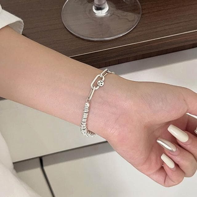 【EMMA SUE】銀圈手鍊 哭臉手鍊 飾品 笑臉手鍊 s925純銀 純銀手鍊 手鍊 銀飾 生日禮物 招運小銀牌 韓版手鍊 女生手鍊 