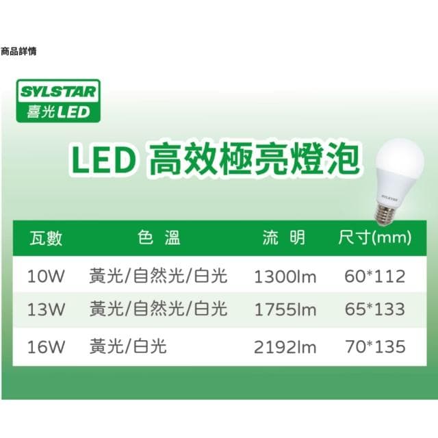 【喜光全光譜】 喜光 10W 13W 16W LED 節能 燈泡 球泡燈 無藍光 同工廠製造  E27