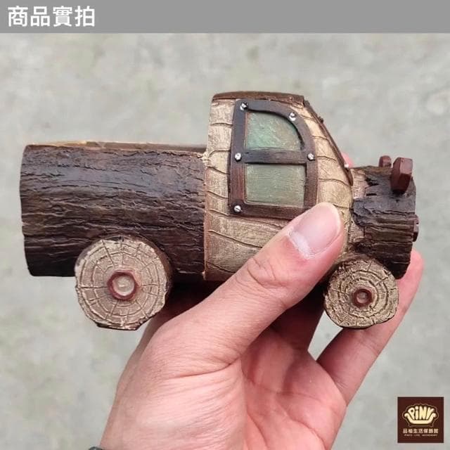 【PiNYU 品柚生活傢飾館】卡車花盆(童話森林田園木☆微景觀多肉盆栽場景佈置 樹樁小卡車卡通多肉植物花盆)