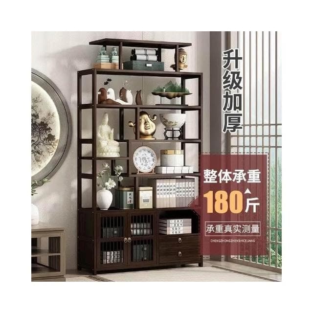 博古架實木新中式多寶閣茶葉架展示櫃擺件櫃茶室茶具茶櫃置物架子
