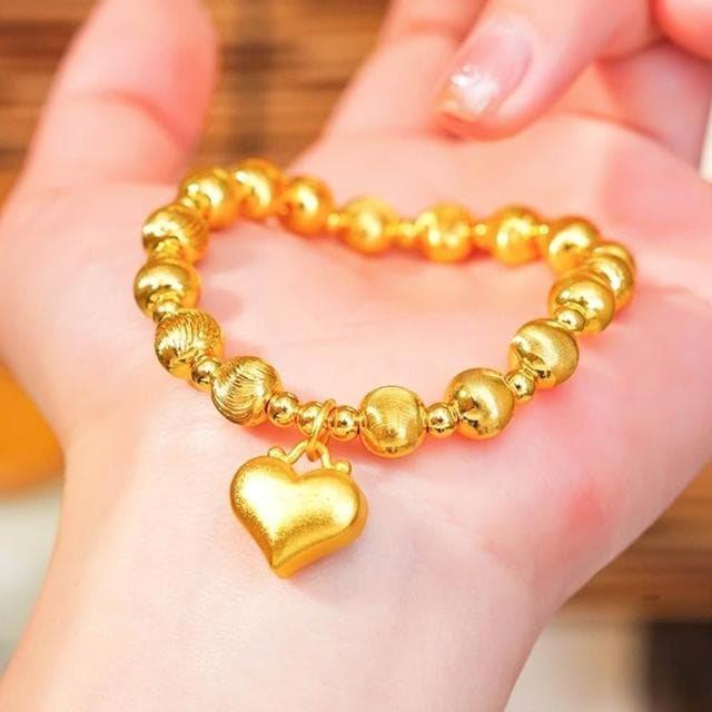 【EMMA SUE】黃金猫眼石 愛心 沙金手串 飾品 百搭 時尚 手鍊 手串 禮物 沙金手鍊 手飾 招財 送女生 高級感 轉運珠手串 