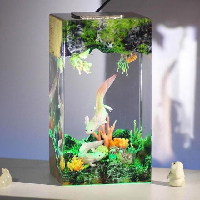 墨西哥蠑螈樹脂燈娃娃魚小夜燈獨特的樹脂禮品情人節禮物跨境專供