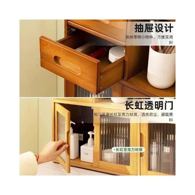 桌面收纳盒 收纳柜 茶具展示柜子 餐具化妆品储物柜 水杯子置物架 厨房層架  茶水间杯子櫃 瓶罐收納架