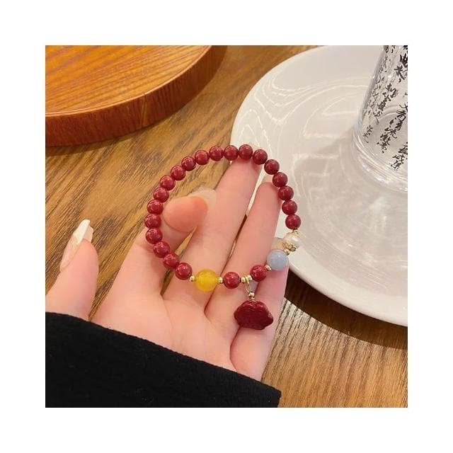 【開運堂】現貨 復古中國風６ｍｍ硃砂手鍊女簡約設計蓮蓬手串閨蜜姊妹生日禮物
