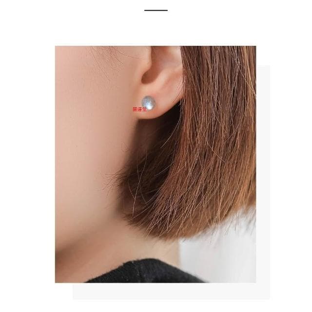 【開運堂】現貨 灰月光石耳針1對Ｓ９２５銀耳針耳釘女韓版簡約耳釘耳環氣質漸變拉長石水晶耳飾