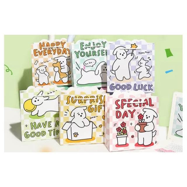 【德德小品集】沒煩惱的狗狗 韓系可愛造型小提袋 紙袋 包裝袋 少女心小禮物紙袋 小禮物袋 糖果紙袋 禮品袋 生日禮袋 線條狗