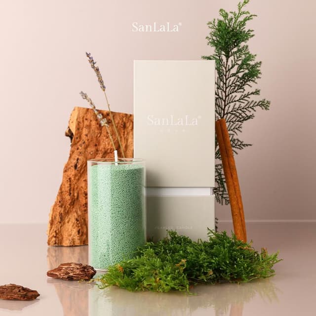 SanLaLa 珍珠沙蠟-香氛蠟燭 (綠/山野)