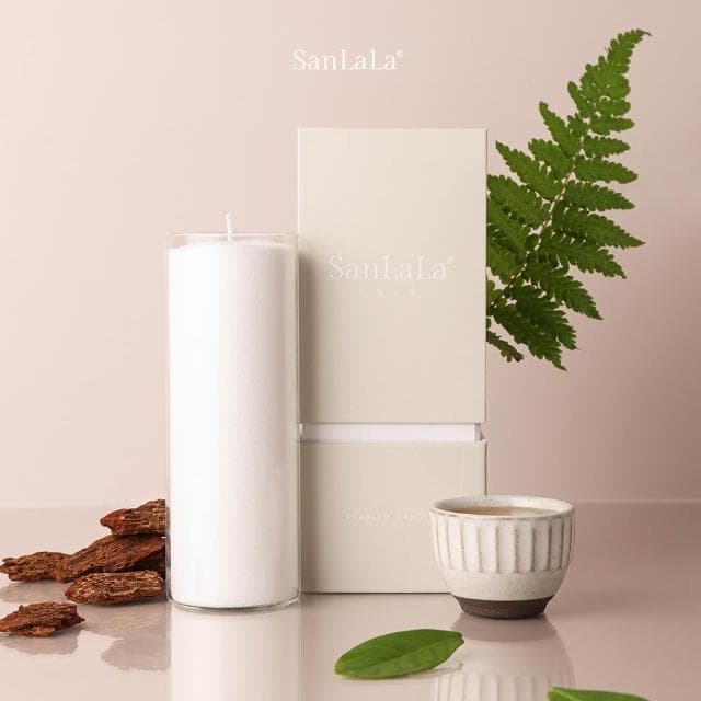 SanLaLa 珍珠沙蠟-香氛蠟燭 (白/白茶)