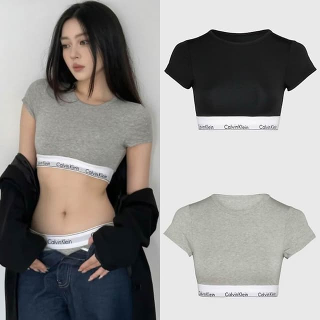 【Calvin Klein】CK 無襯墊 短版上衣 短版tee 運動內衣(黑/白/灰 QF7213)