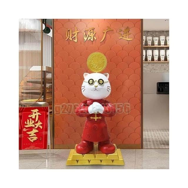 招財貓落地大擺件 創意吉祥物 迎賓擺件 開業喬遷禮物 店鋪吉祥物 客廳吉祥物 家居裝飾品 大型樹脂擺件 招財