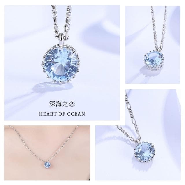 【Porabella】925純銀鋯石項鍊 單顆合成藍寶石 純銀項鍊Necklace