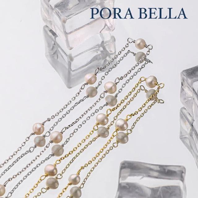 【Porabella】925純銀鍍金珍珠項鍊 人工淡水珍珠輕奢氣質項鍊 金色淡水珍珠項鍊 Pearl Necklace