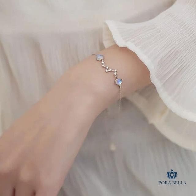 【Porabella】Porabella 925純銀宇宙星座星月光石手鍊 招財開運手環 韓版ins簡約森系禮物 銀飾 Bracelet